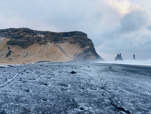 Iceland beach with snow