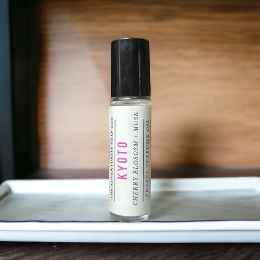 Kyoto Perfume Oil standing on tray