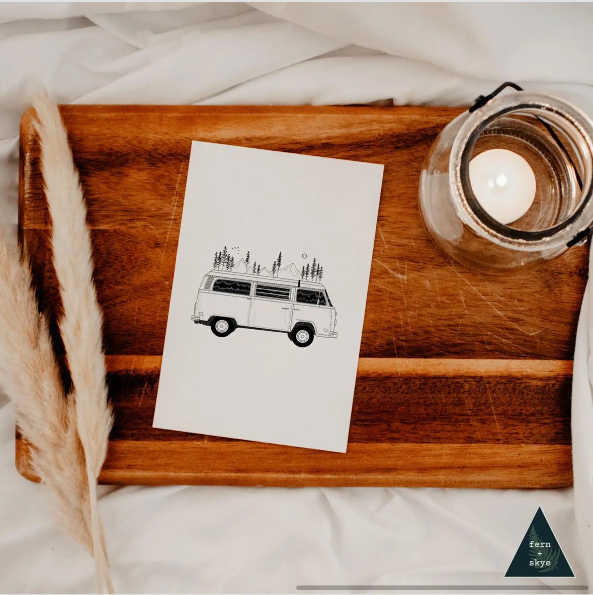 Camper Van Mountain Forest Sustainable Greeting Card