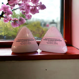 Cherry Blossom Mountain soap on windowsill with cherry blossom tree in view