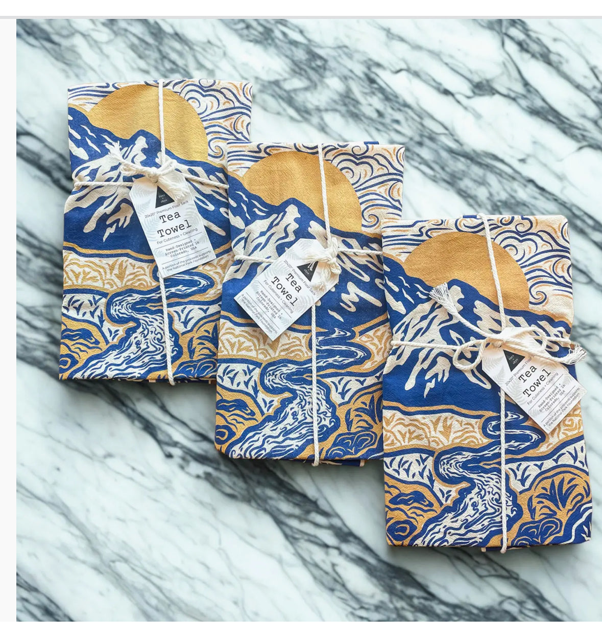 Breezy Mountains Screen-Printed Tea Towel