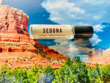 sedona perfume oil displayed on a picture of sedona